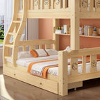 Modern Wooden Bunk Bed with Ladder and Mattress