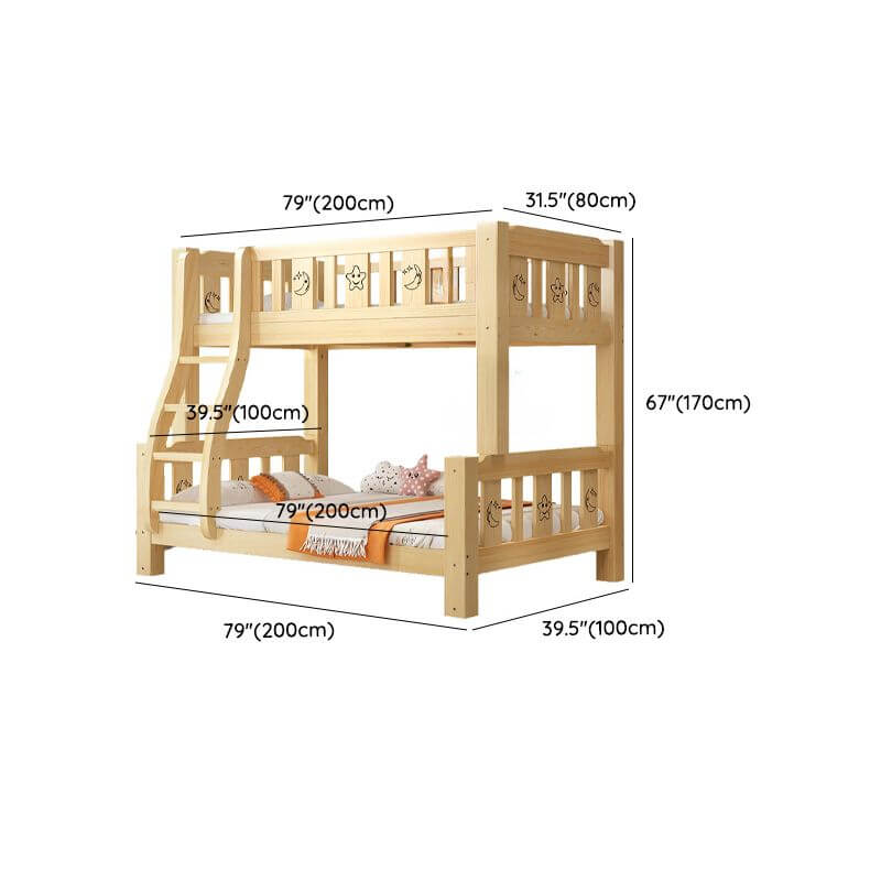 Modern Wooden Bunk Bed with Ladder and Mattress Dimensions