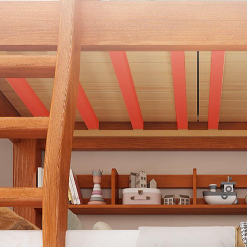 Modern Wooden Bunk Bed with Ladder, Guardrails and Drawer