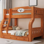 Modern Wooden Bunk Bed with Ladder, Guardrails and Drawer