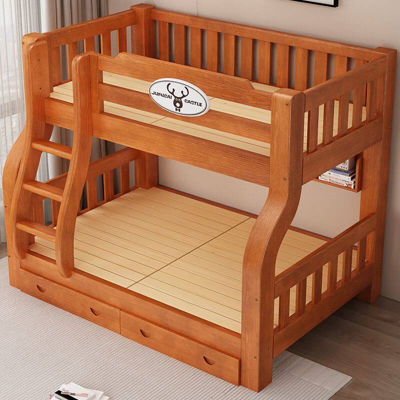 Modern Wooden Bunk Bed with Ladder, Guardrails and Drawer Secondary image
