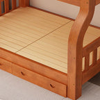 Modern Wooden Bunk Bed with Ladder, Guardrails and Drawer