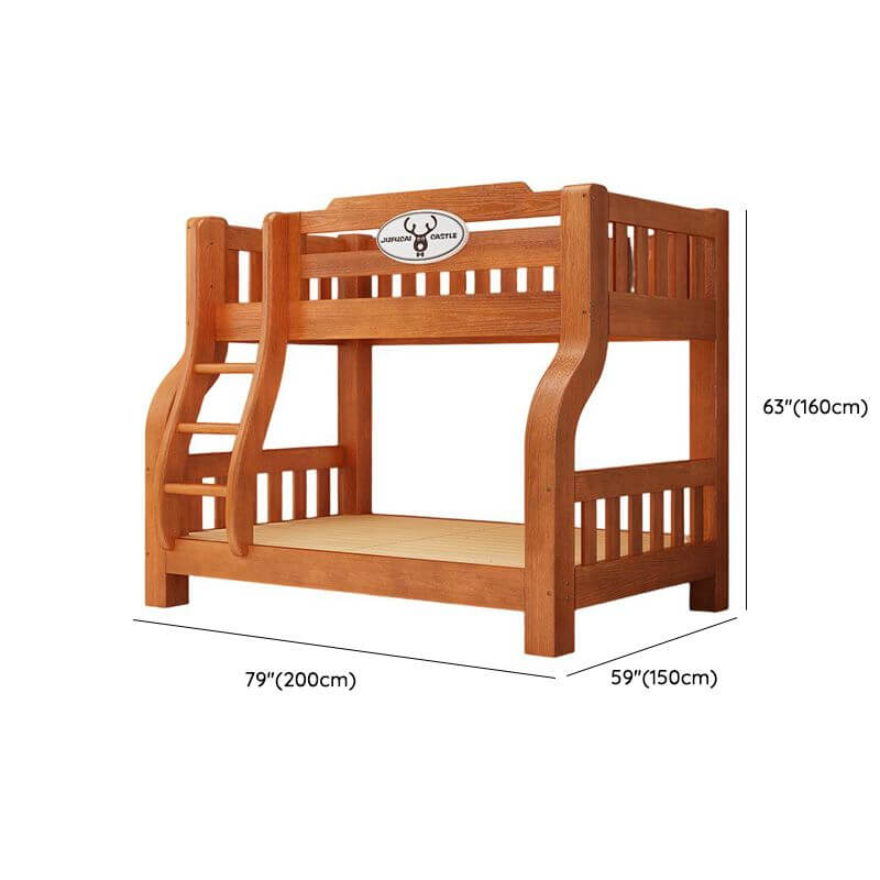 Modern Wooden Bunk Bed with Ladder, Guardrails and Drawer Dimensions