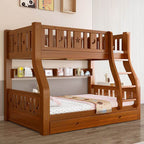 Modern Wooden Bunk Bed with Ladder, Guardrails & Two Mattresses