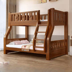 Modern Wooden Bunk Bed with Ladder, Guardrails & Two Mattresses