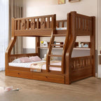 Modern Wooden Bunk Bed with Ladder, Guardrails & Two Mattresses
