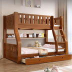 Modern Wooden Bunk Bed with Ladder, Guardrails & Two Mattresses