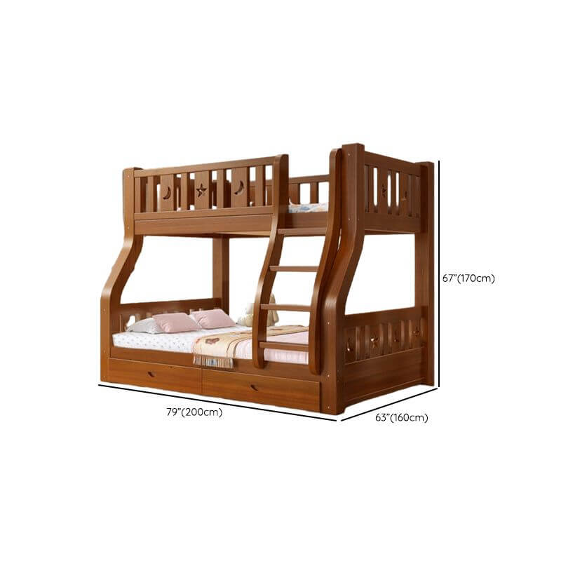 Modern Wooden Bunk Bed with Ladder, Guardrails & Two Mattresses Dimensions