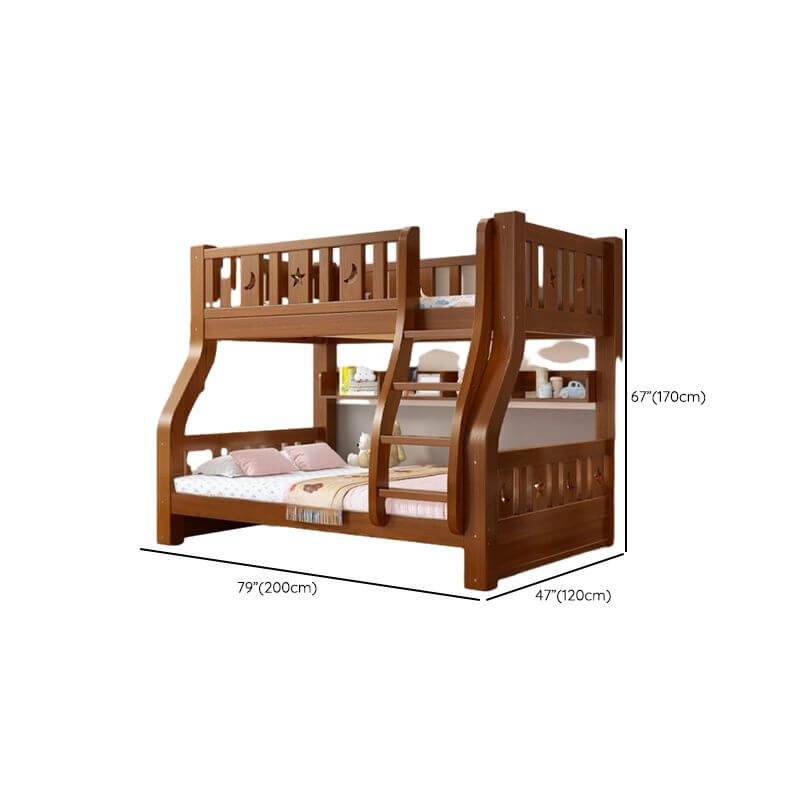 Modern Wooden Bunk Bed with Ladder, Guardrails & Two Mattresses Dimensions
