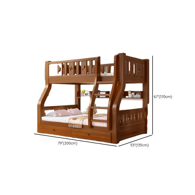Modern Wooden Bunk Bed with Ladder, Guardrails & Two Mattresses Dimensions