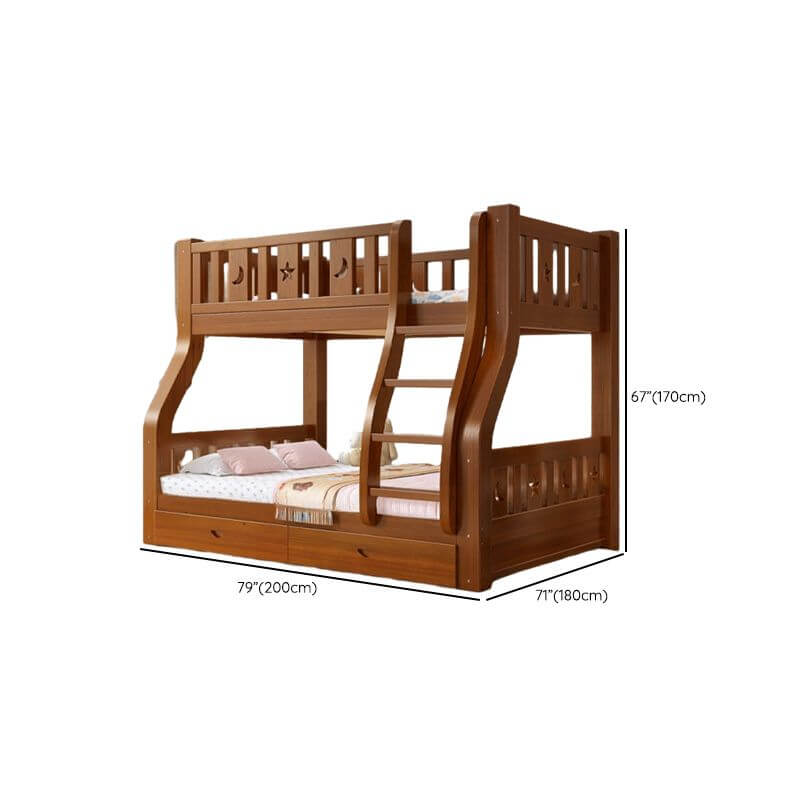 Modern Wooden Bunk Bed with Ladder, Guardrails & Two Mattresses Dimensions