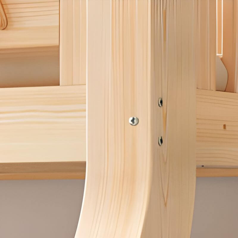 Modern Wooden Bunk Bed with Storage and Bookshelf