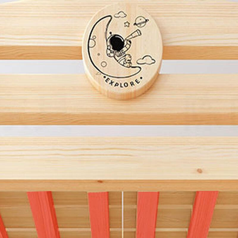 Modern Wooden Bunk Bed with Storage and Bookshelf