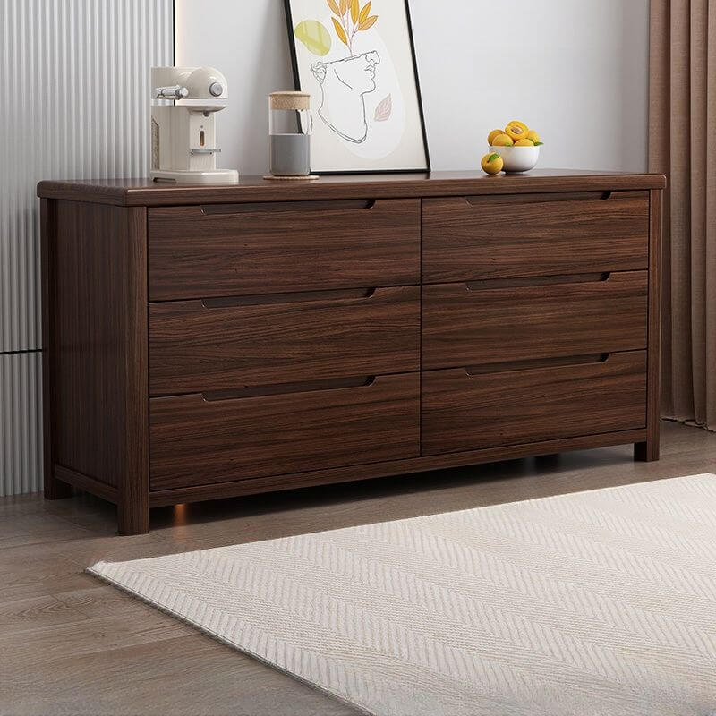 Modern Wooden Drawer Storage Cabinet in Dark Brown