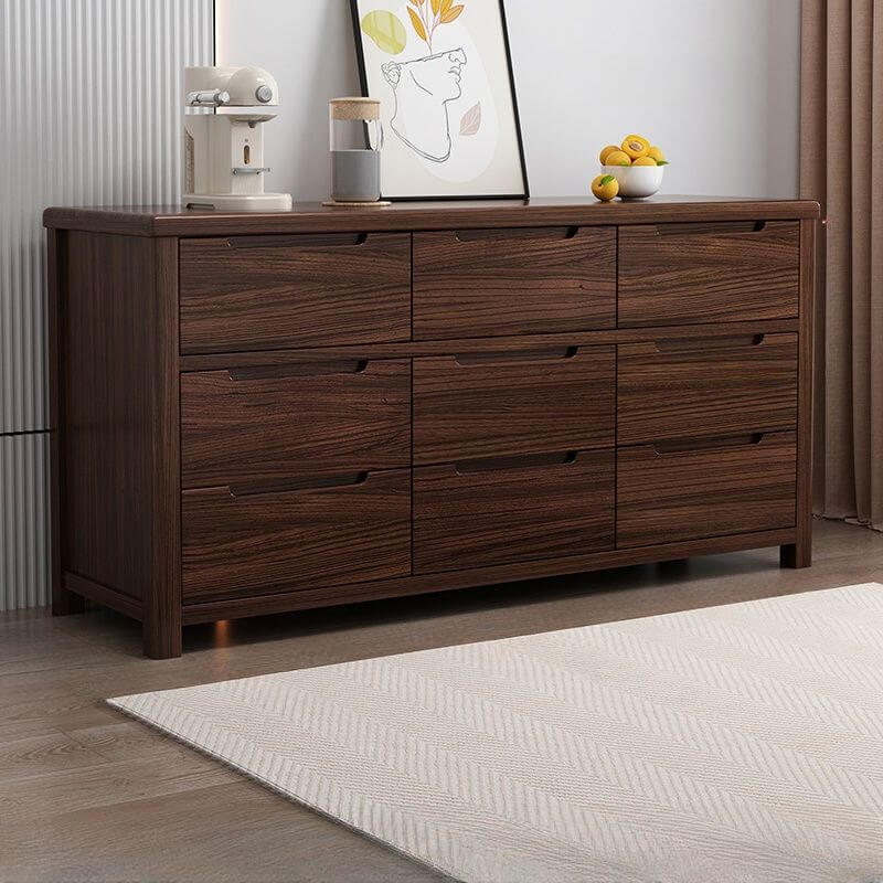 Modern Wooden Drawer Storage Cabinet in Dark Brown