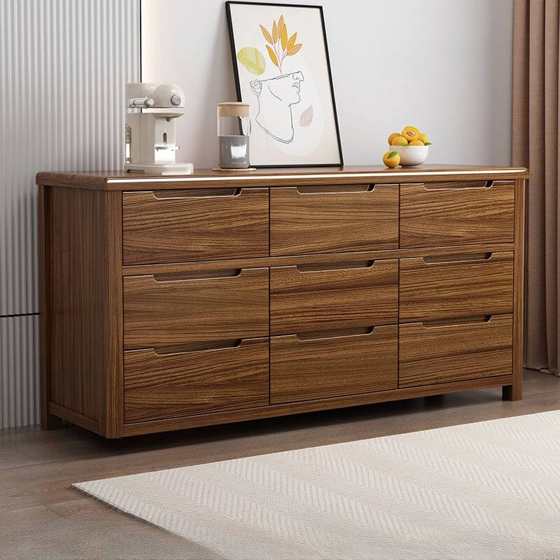 Modern Wooden Drawer Storage Cabinet in Dark Brown