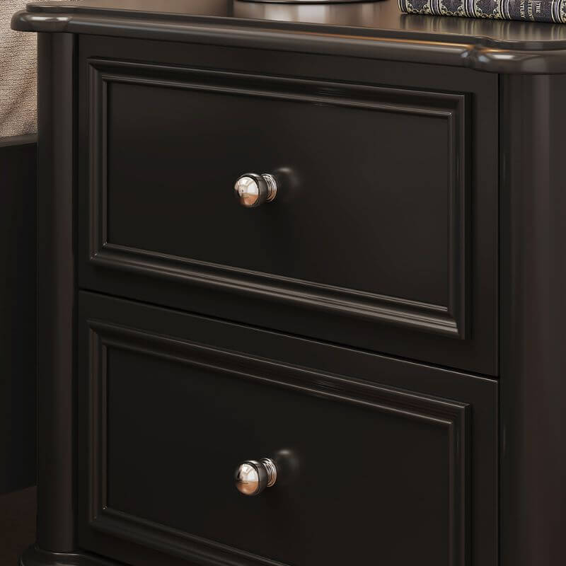 Modern Wooden Drawer Storage Nightstand - Black & White