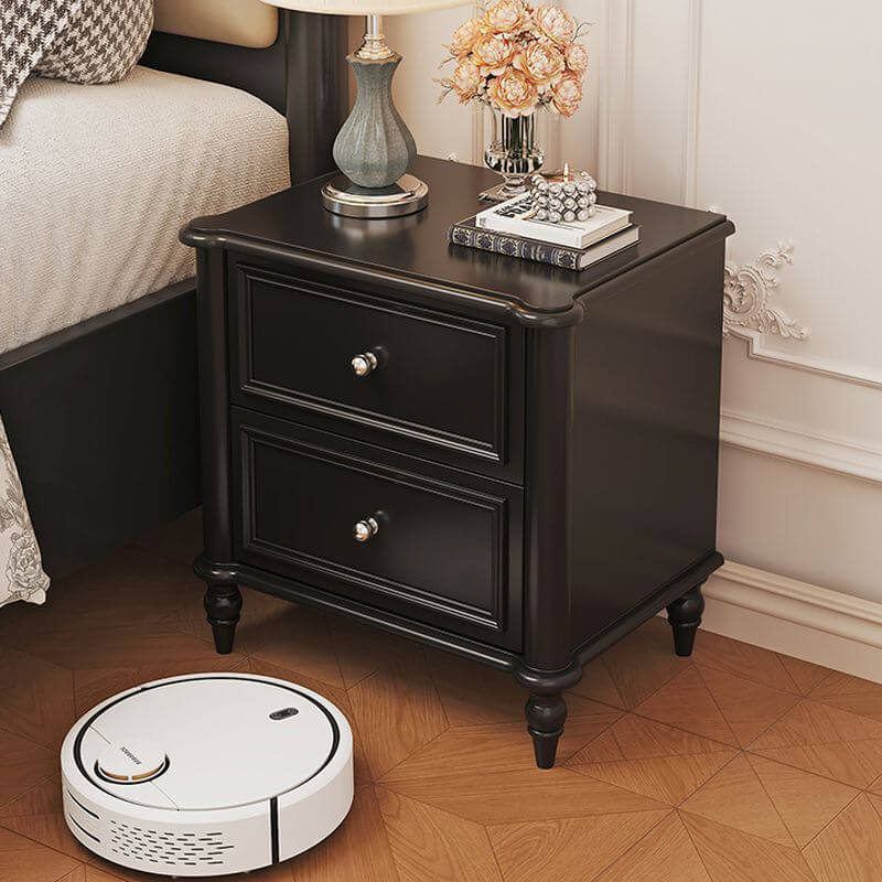Modern Wooden Drawer Storage Nightstand - Black & White