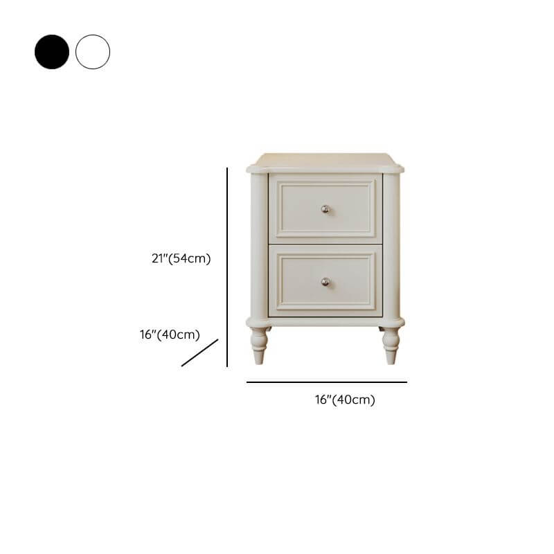 Modern Wooden Drawer Storage Nightstand - Black & White Dimensions