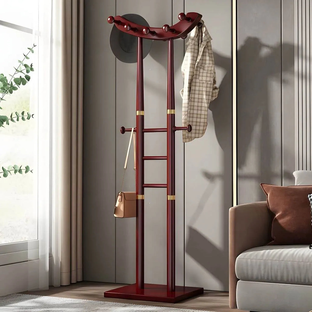 Modern Wooden Hall Tree with Curved Silhouette and Integrated Hooks