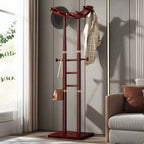 Modern Wooden Hall Tree with Curved Silhouette and Integrated Hooks