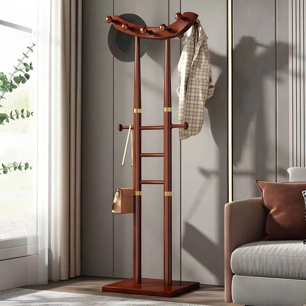 Modern Wooden Hall Tree with Curved Silhouette and Integrated Hooks