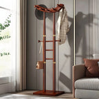 Modern Wooden Hall Tree with Curved Silhouette and Integrated Hooks