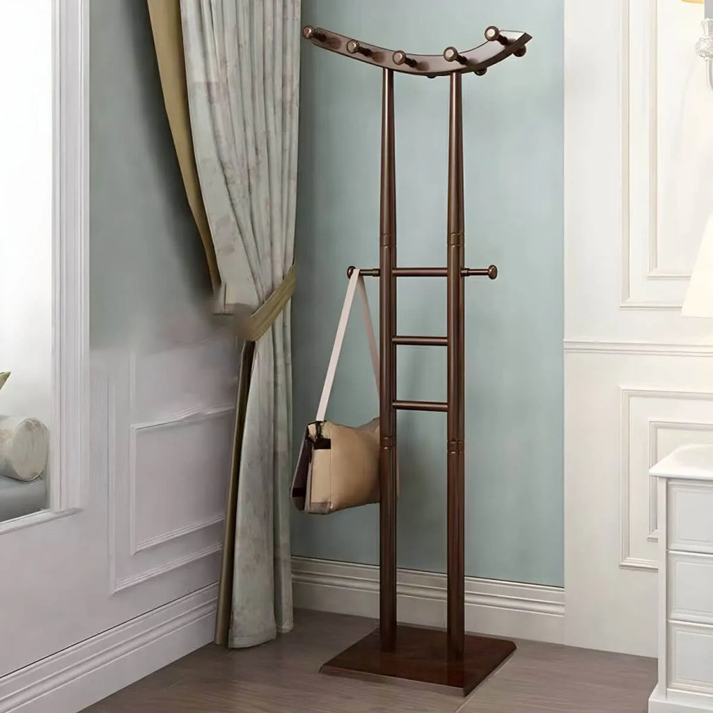 Modern Wooden Hall Tree with Curved Silhouette and Integrated Hooks