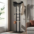Modern Wooden Hall Tree with Curved Silhouette and Integrated Hooks