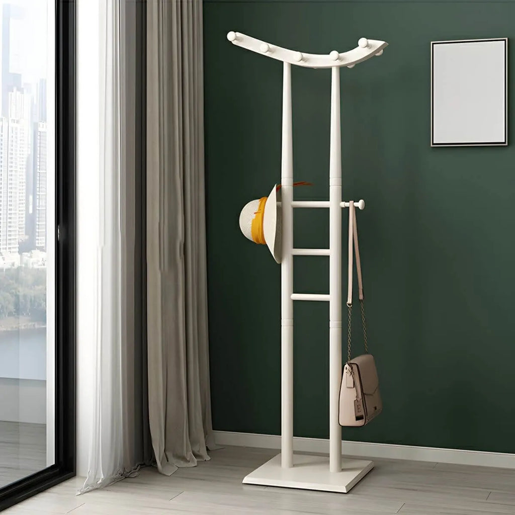 Modern Wooden Hall Tree with Curved Silhouette and Integrated Hooks