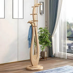 Modern Wooden Hall Tree with Curved Silhouette and Integrated Hooks