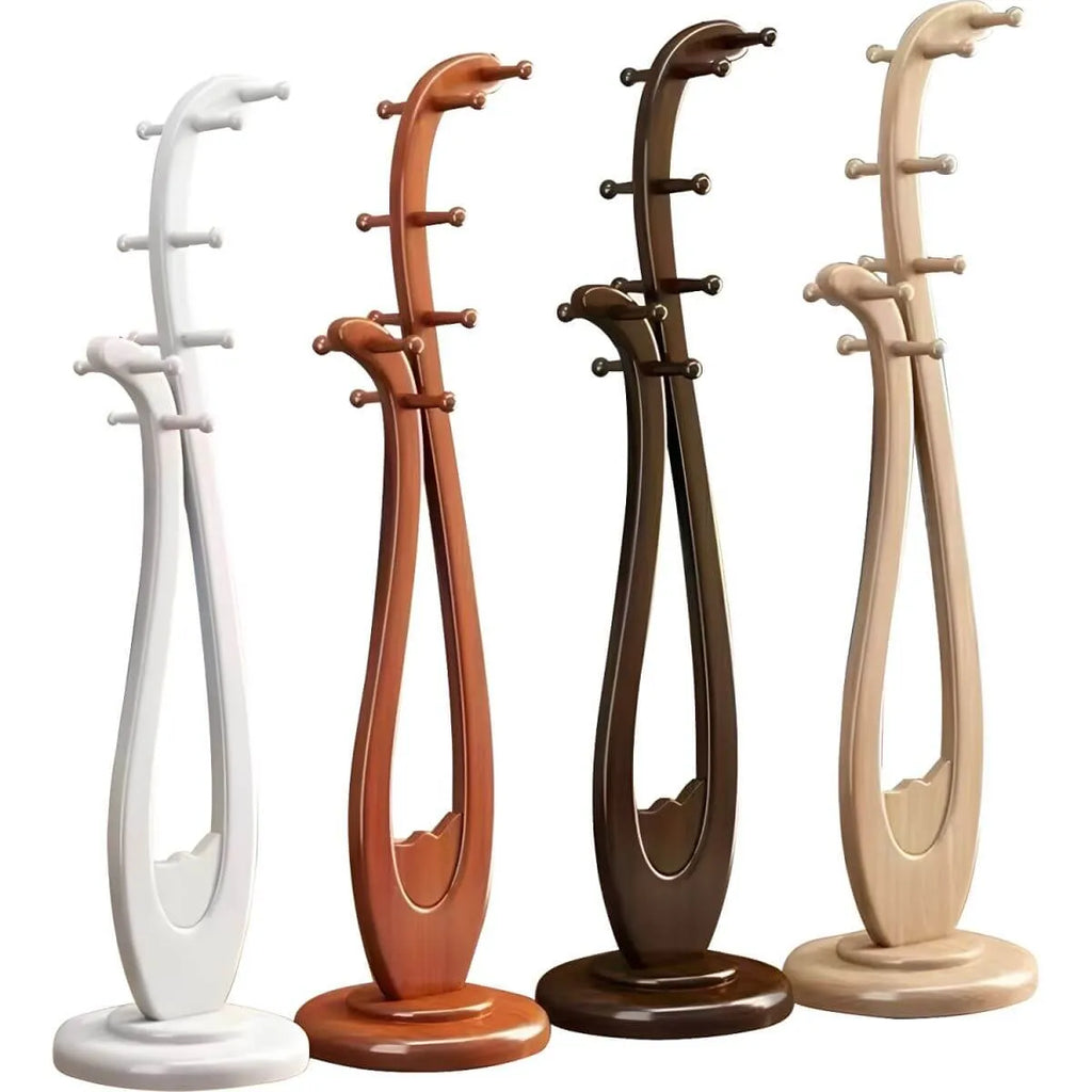 Modern Wooden Hall Tree with Curved Silhouette and Integrated Hooks