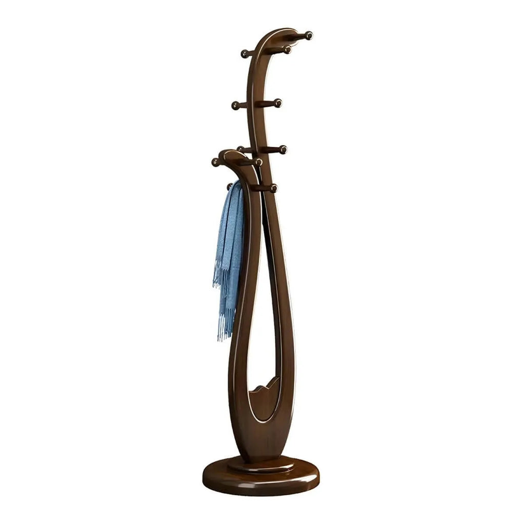 Modern Wooden Hall Tree with Curved Silhouette and Integrated Hooks