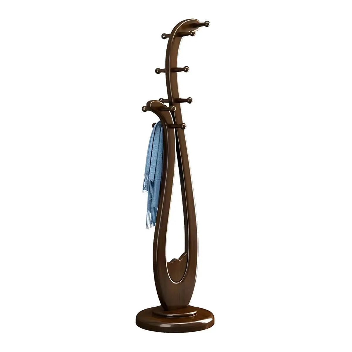 Modern Wooden Hall Tree with Curved Silhouette and Integrated Hooks