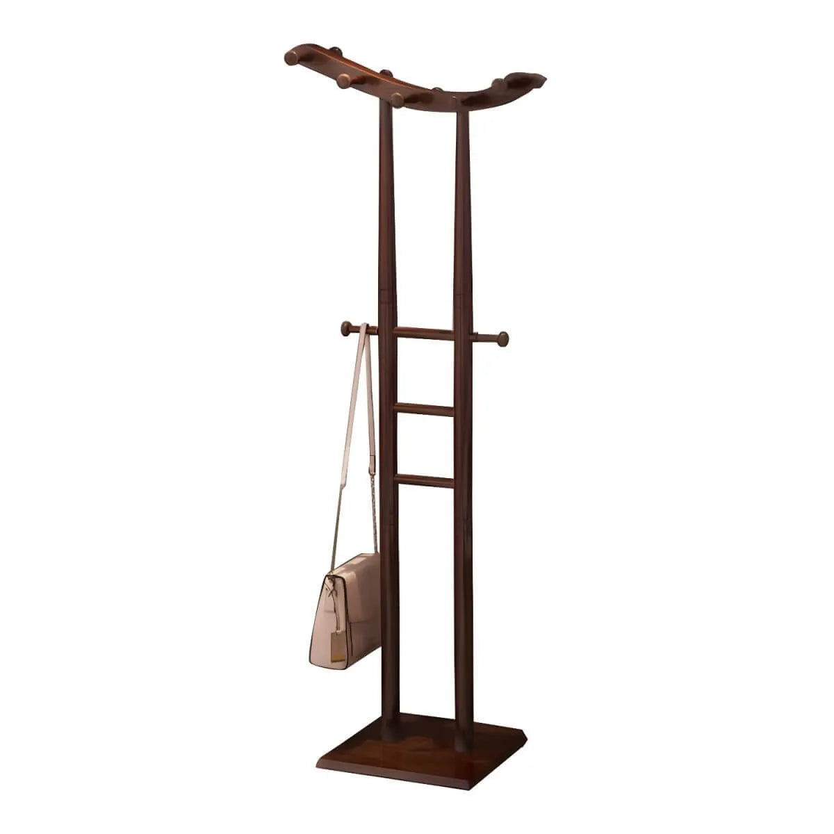 Modern Wooden Hall Tree with Curved Silhouette and Integrated Hooks