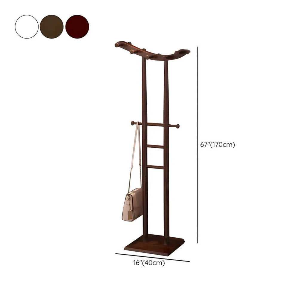 Modern Wooden Hall Tree with Curved Silhouette and Integrated Hooks Dimensions