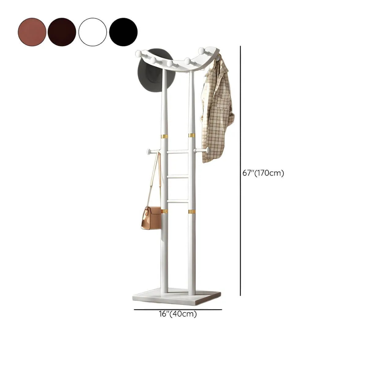 Modern Wooden Hall Tree with Curved Silhouette and Integrated Hooks Dimensions