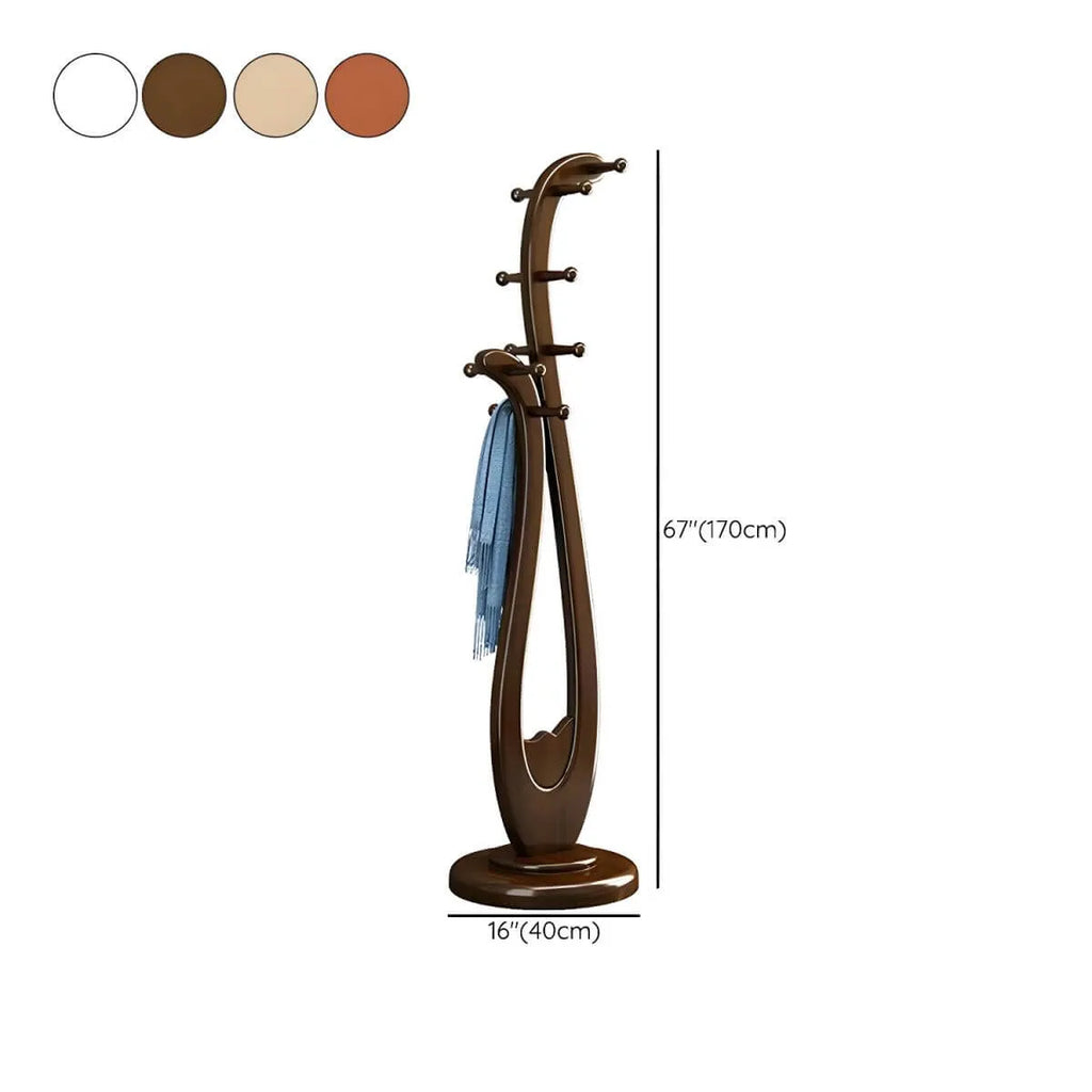 Modern Wooden Hall Tree with Curved Silhouette and Integrated Hooks Dimensions