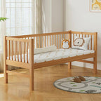 Modern Wooden Kids Bed with Safety Guardrails and Spacious Design