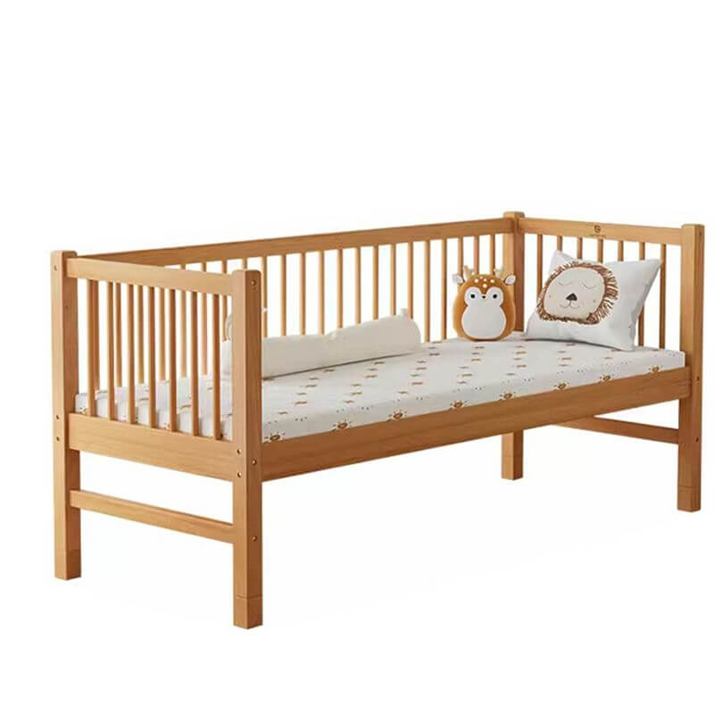 Modern Wooden Kids Bed with Safety Guardrails and Spacious Design