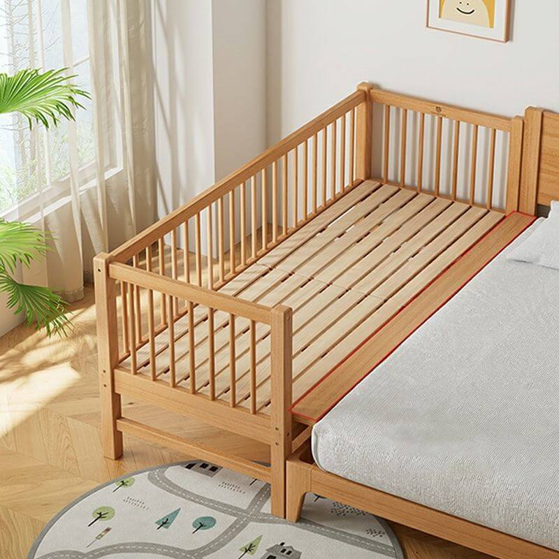 Modern Wooden Kids Bed with Safety Guardrails and Spacious Design