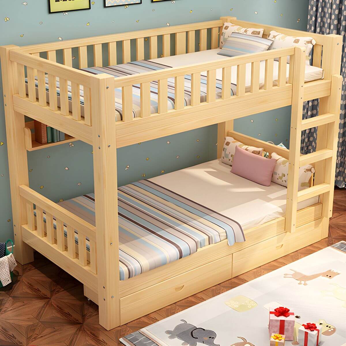 Modern Wooden Kids Bed with Storage and Headboard Secondary image