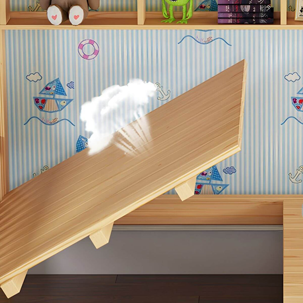 Modern Wooden Kids Bed with Storage and Headboard