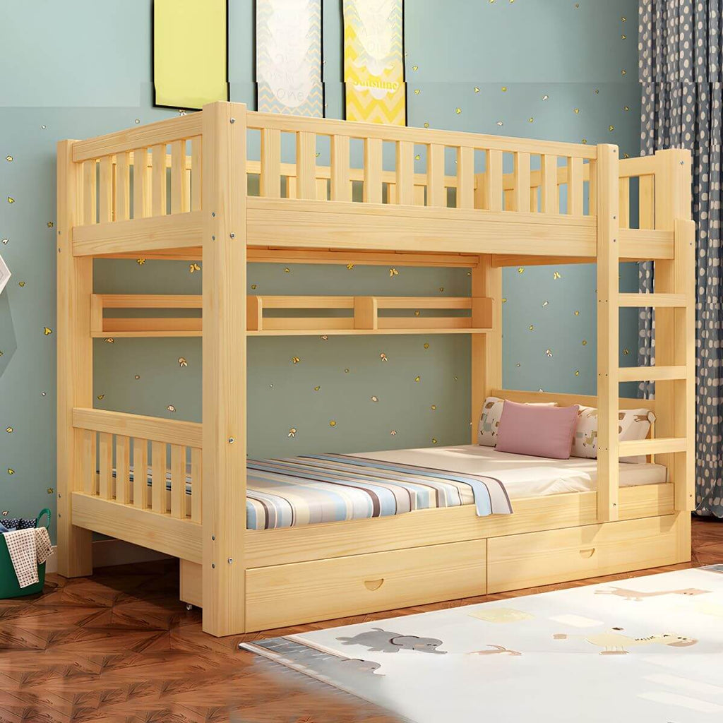 Modern Wooden Kids Bed with Storage and Headboard
