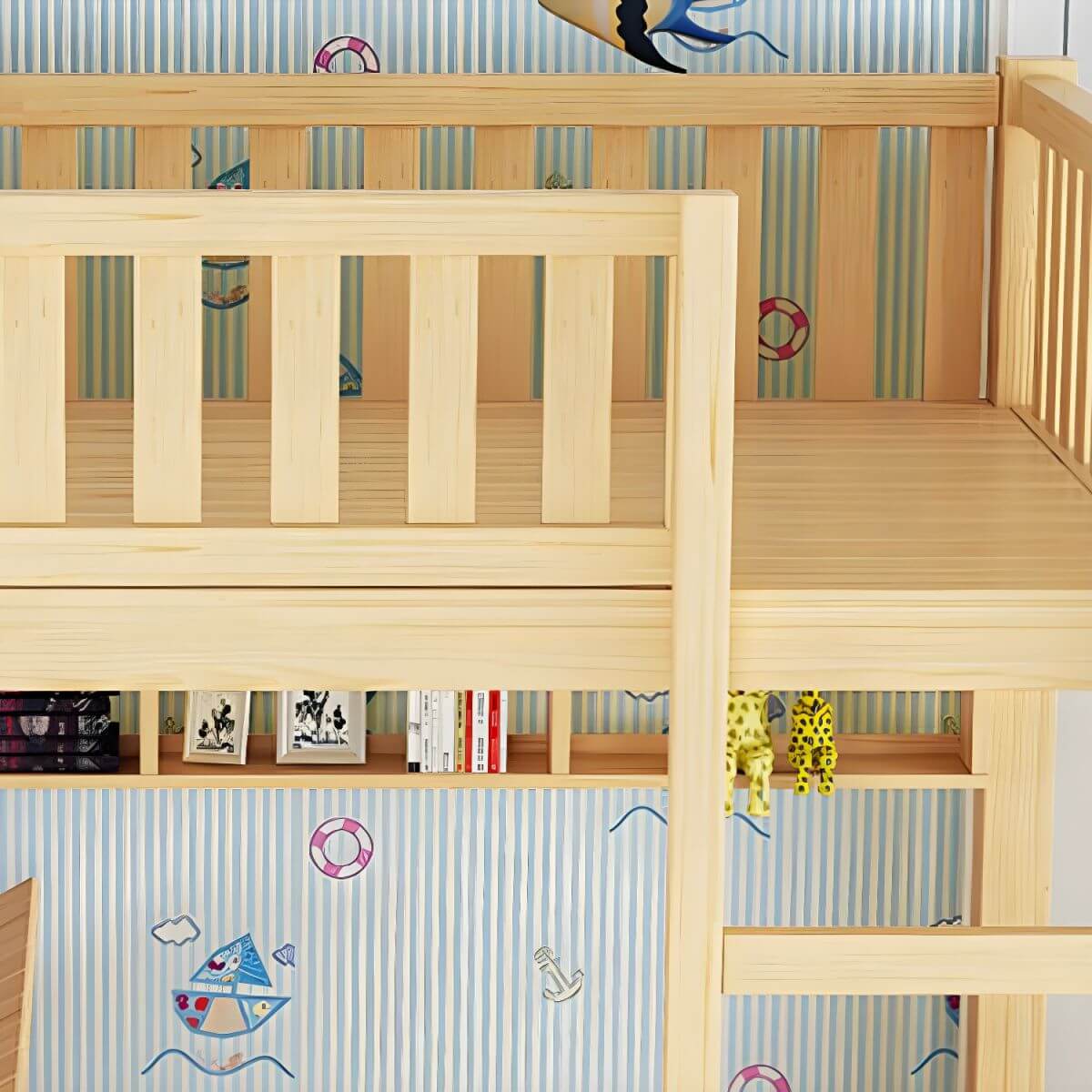 Modern Wooden Kids Bed with Storage and Headboard