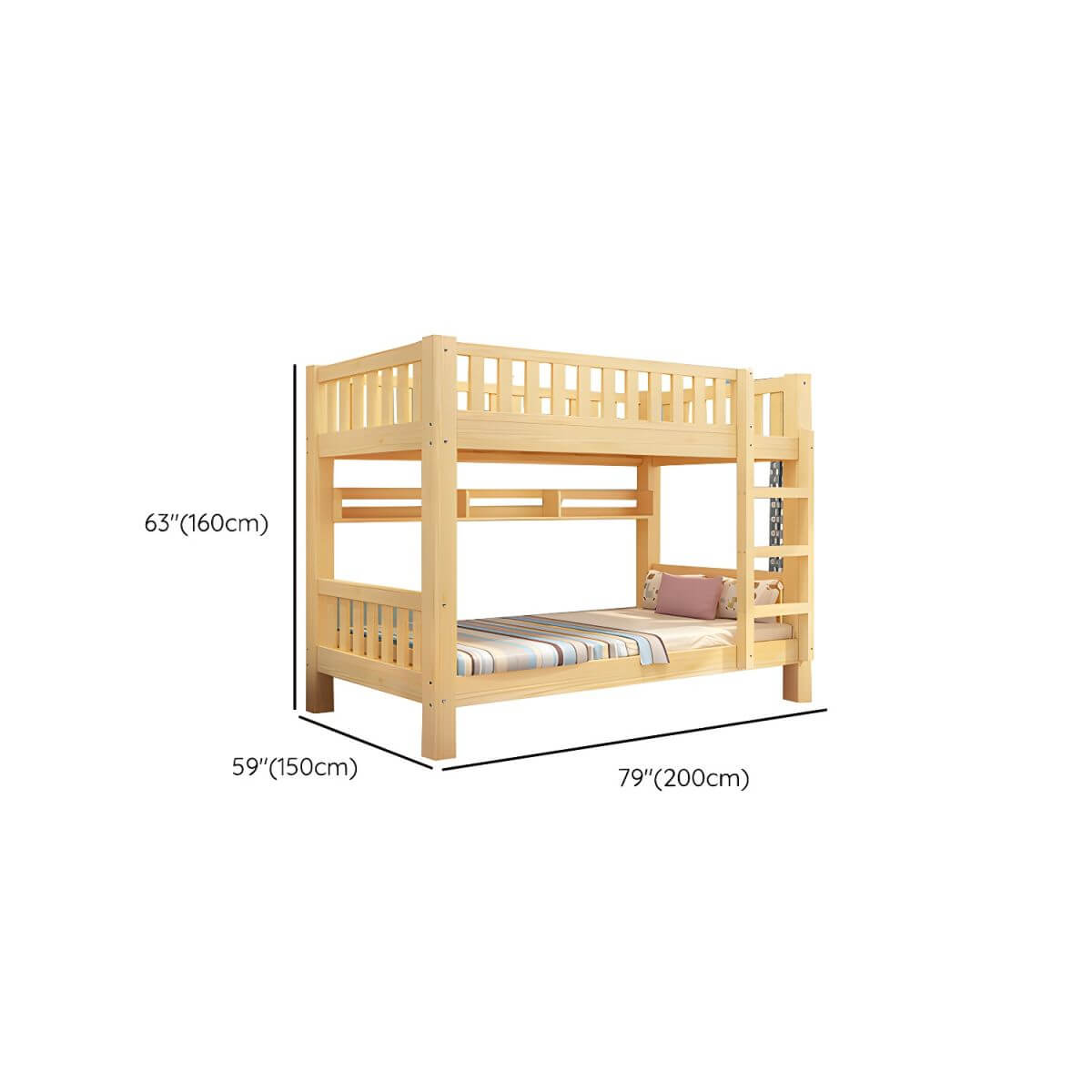 Modern Wooden Kids Bed with Storage and Headboard Dimensions