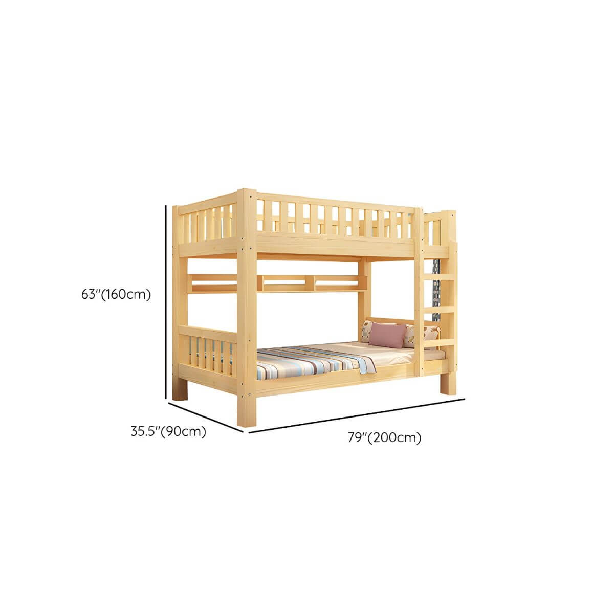 Modern Wooden Kids Bed with Storage and Headboard Dimensions