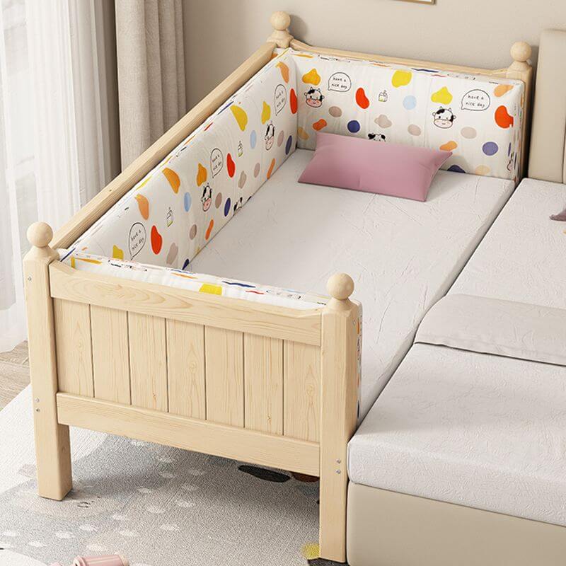 Modern Wooden Kids Daybed with Guardrails – Brown Platform Bed Main image