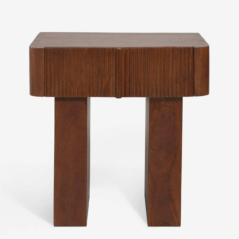 Modern Wooden Nightstand with Drawer Storage and Natural Finish