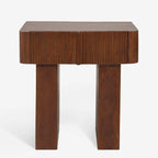 Modern Wooden Nightstand with Drawer Storage and Natural Finish